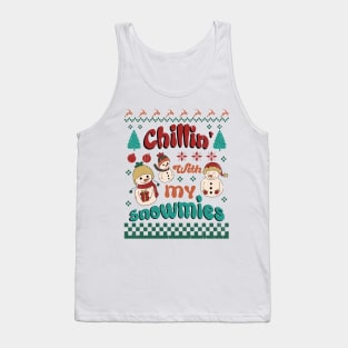 Chillin With My Snowmies, Retro Christmas Tank Top